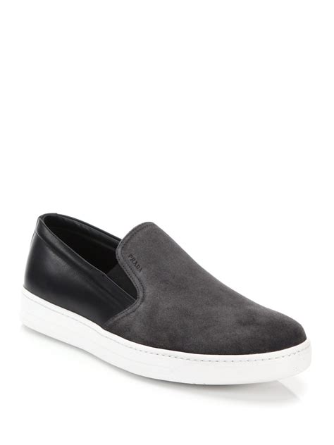 prada slip on strap sneaker|prada suede slip on sneakers.